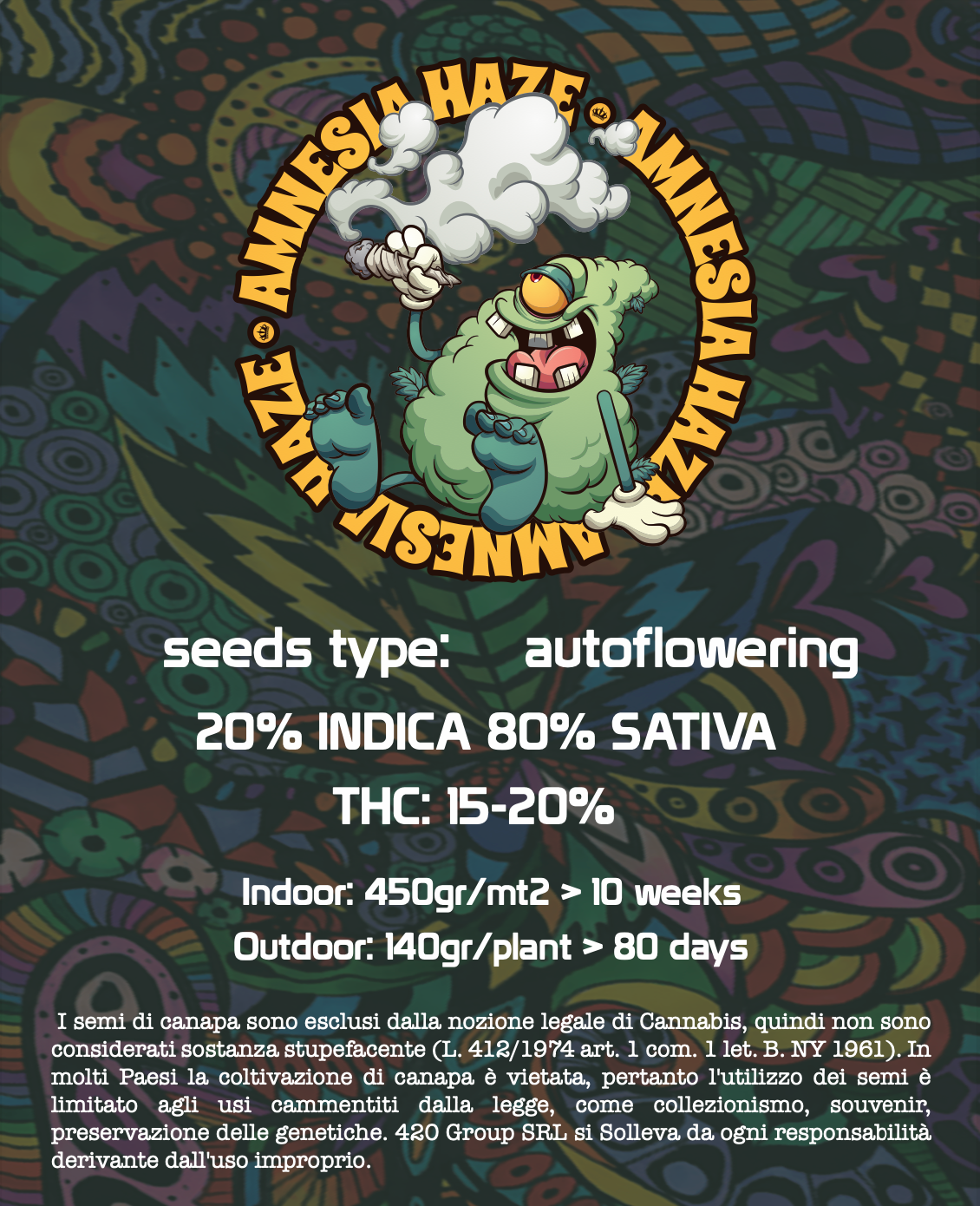 Amnesia Haze Feminized Cannabis Seeds THC Auto Seeds | THC 15-20% - MamaMary