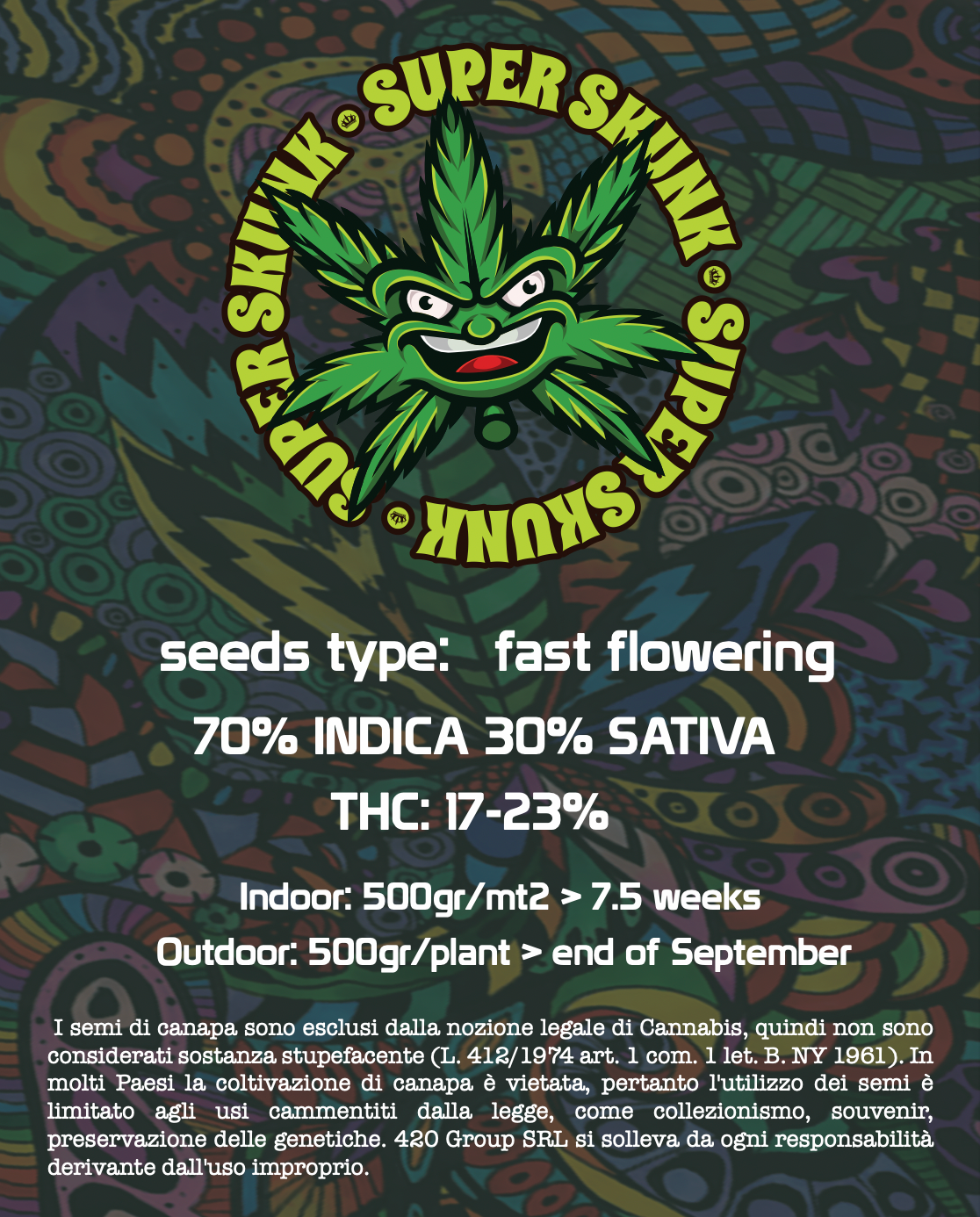 Super Skunk Semi di Cannabis Femminizzati THC Fast Seeds | THC 17-23% - MamaMary