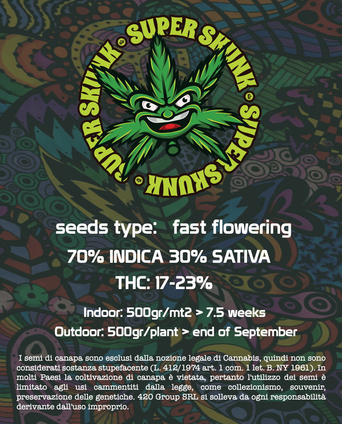 Super Skunk Semi di Cannabis Femminizzati THC Fast Seeds  | THC 17-23% - MamaMary